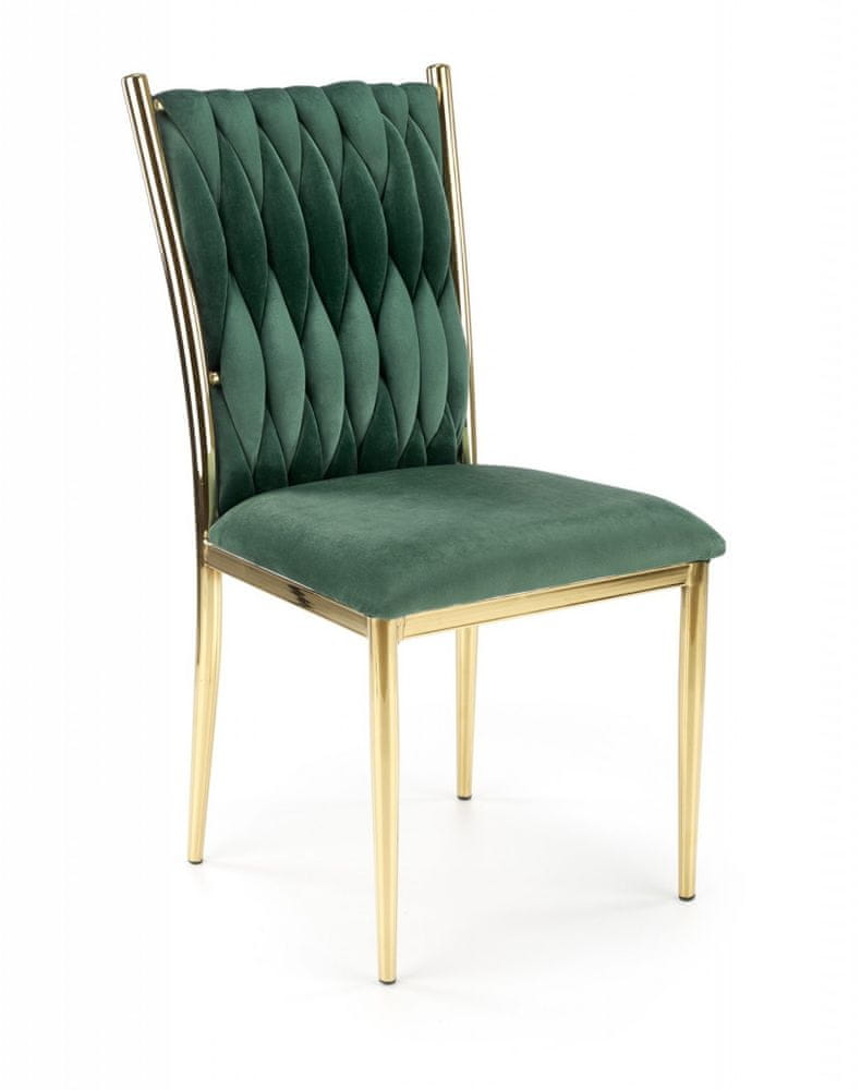 Halmar Kovová stoličky K436, tmavo zelená / zlatá